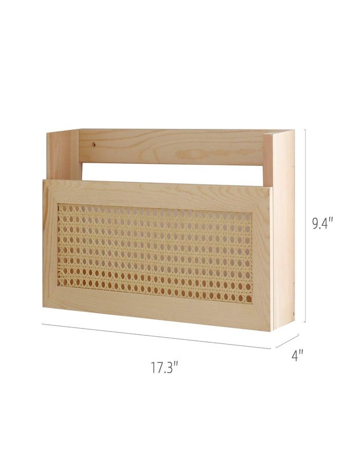 FRIADE FIRADE Wood Magazine Wall Rack with PE Rattan Grid,Size 17.3" x 4" x 9.4",File Holder for Entryway,Living Room,Waiting Room,Kids’ Room,Office - Image 5
